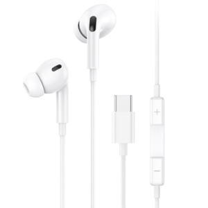 Audífonos Tipo C Micrófono Control De Volumen Manos Libres Color Blanco