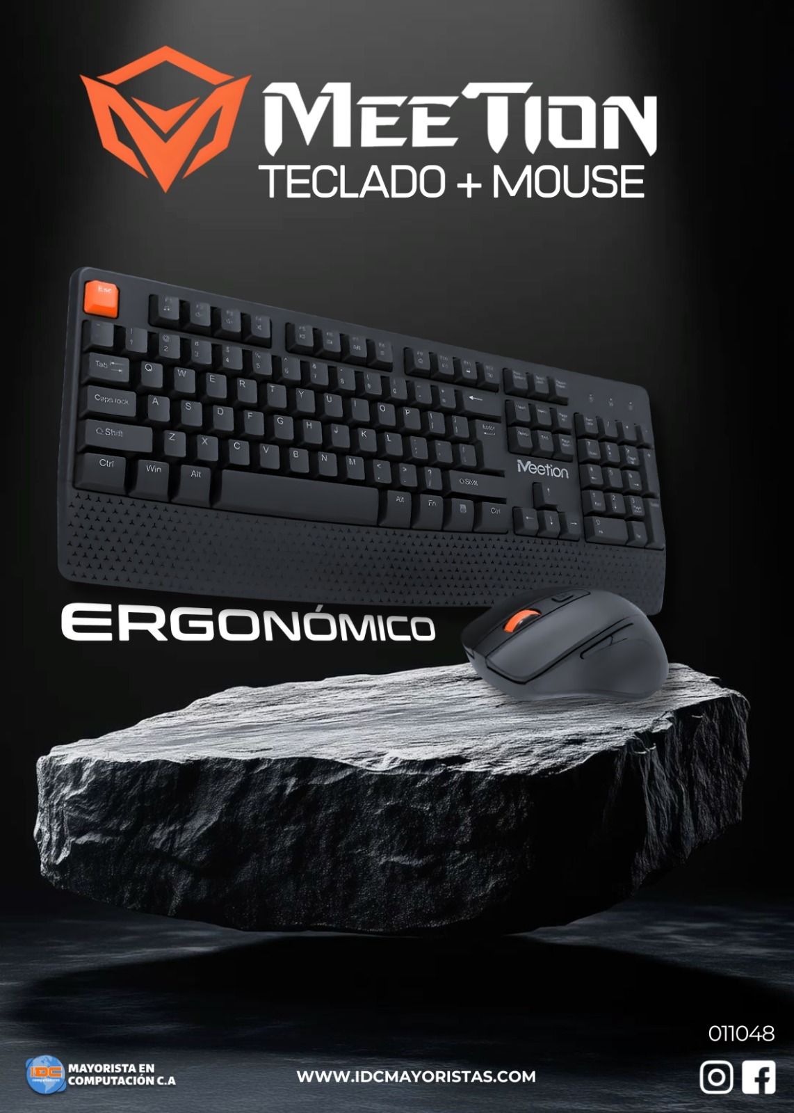 Teclado + Mouse Meetion 2 En 1 Ergonomico Wirless Mt-c4130 Negro - Mt-c4130 - Imagen 2